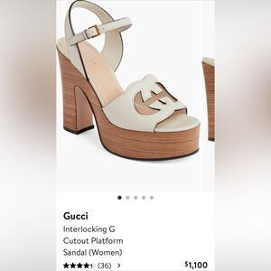Brand new Gucci mystic white Platform Sandals cutout gg logo size 11